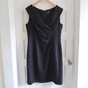 Tahari Arthur S. Levine Black Ruched Sheath Cocktail Dress 10
